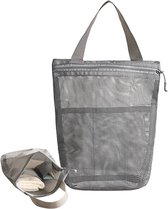 Toilettas, camping douchetas, draagbare grote mesh badkamer organizer voor reizen gym thuis buiten wandelen zwemmen RV, 30 x 10 x 23 cm zwart 1-delig