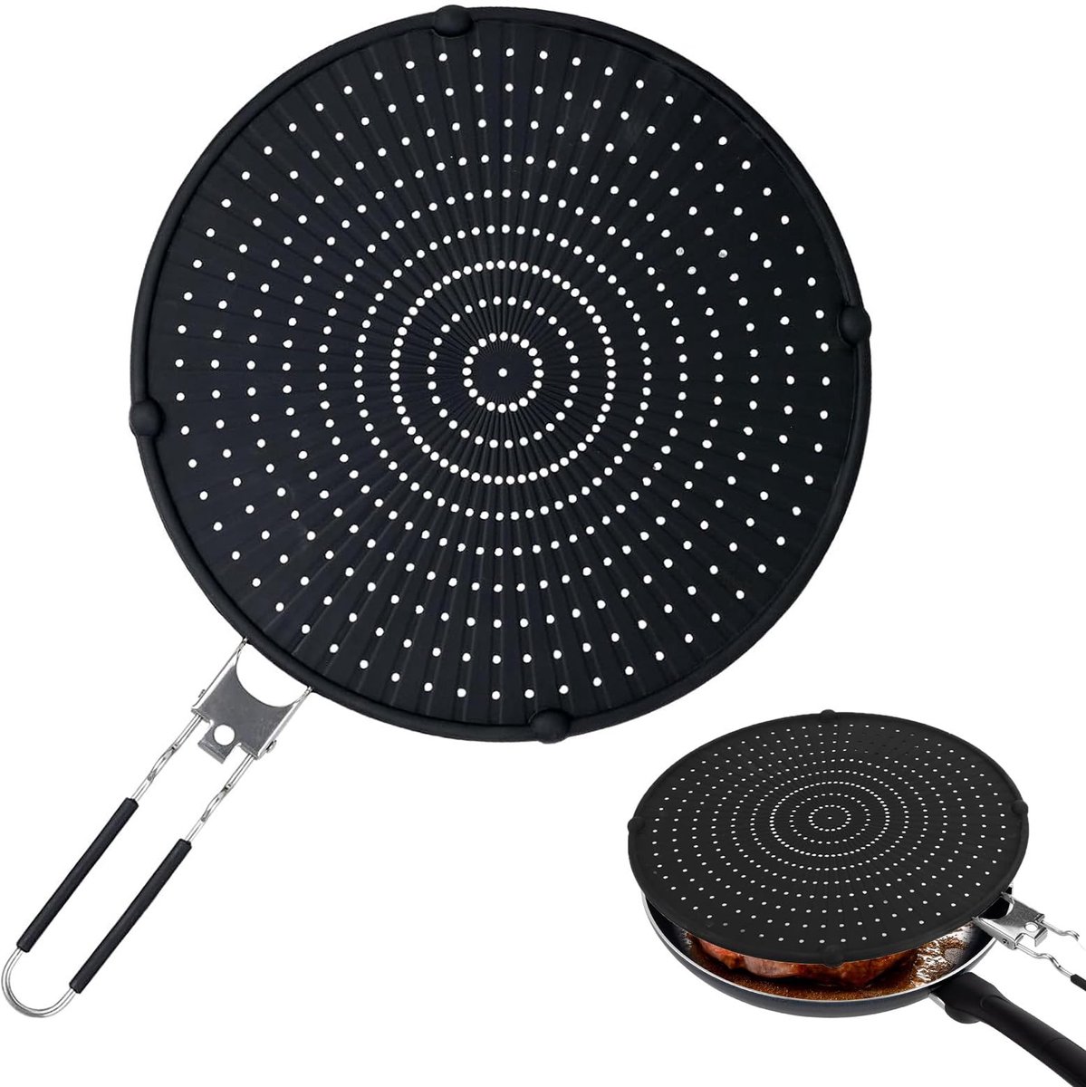 Ibenzoa® Extra Grote Siliconen Spatbescherming met Inklapbare Handgreep voor Pannen - 33 cm Universeel Gebruik