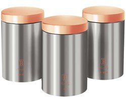 Berlinger Haus Moonlight Collectie - Keuken Opbergcontainers - 3 Stuks - Metaalkleurig - Staal