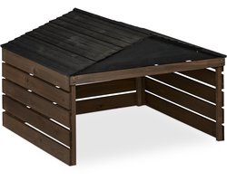 robotmaaier garage - 52,5 x 79 x 74 cm - zadeldak - hout - bruin