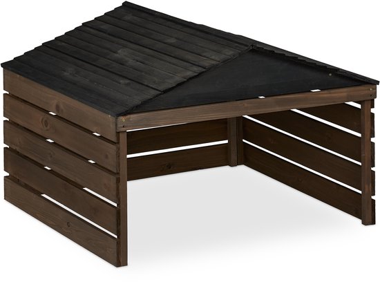Garage pour robot tondeuse - 52,5 x 79 x 74 cm - toit en pente - bois - marron