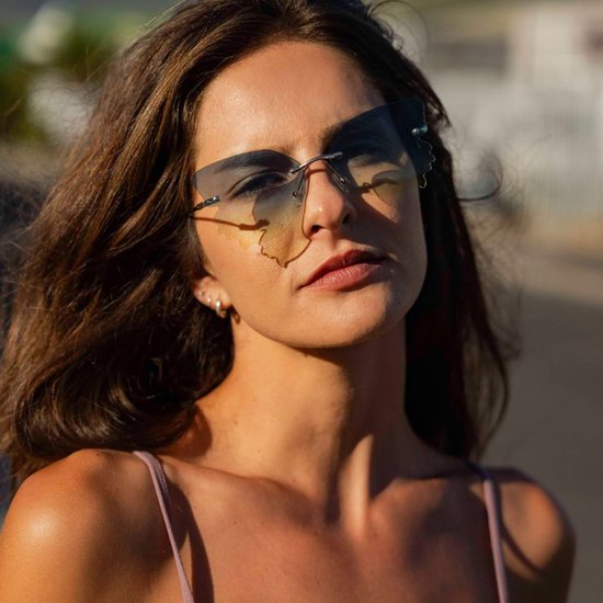Zonnebril vlinder - Zonnebrillen - Festival bril - Rave bril - Glasses - Goud - Groene glazen van Merkloos — afbeelding 3