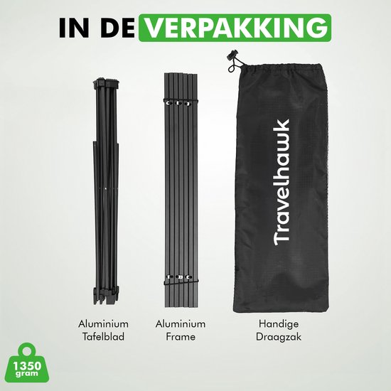 Travelhawk Campingtafel Inklapbaar - Campingtafel Opvouwbaar - Inklapbare Tafel - Kampeertafel - Vouwtafel - Camping Tafel - campingtafel Lichtgewicht - Picknicktafel Kinderen - Zwart - 68x40x40cm - Large van Travelhawk — afbeelding 3