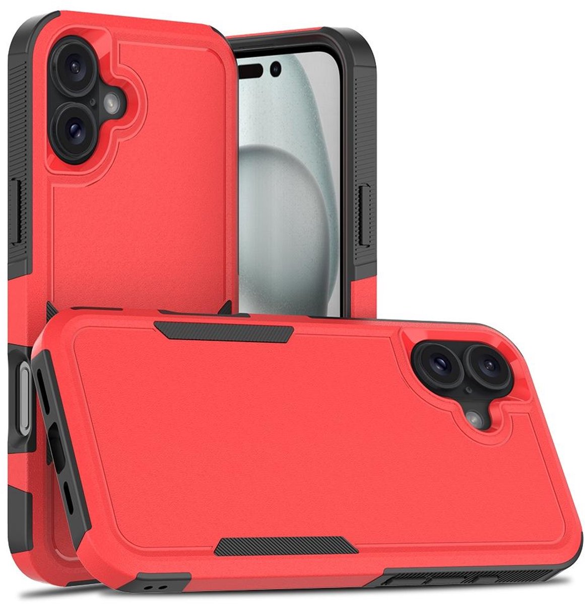 Mobigear Hoesje geschikt voor Apple iPhone 16 Plus Telefoonhoesje Hardcase | Mobigear Heavy Armor Backcover Shockproof | Schokbestendig iPhone 16 Plus Telefoonhoesje | Anti Shock Proof - Rood