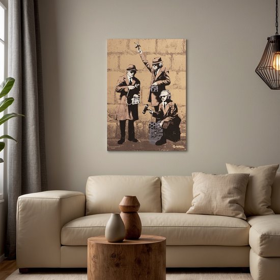 Banksy Graffiti - Canvas Schilderij 32x45 cm - Schilderijen Woonkamer