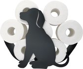 Sanics® Reserverolhouder Hond Vrijstaand – WC Papier houder – Toiletrolhouder Zwart – WC Rolhouder staand 7 Rollen