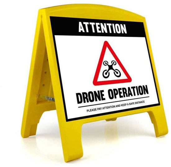 Drone Warning Sign - Large - Drone Operation - Black - English | bol