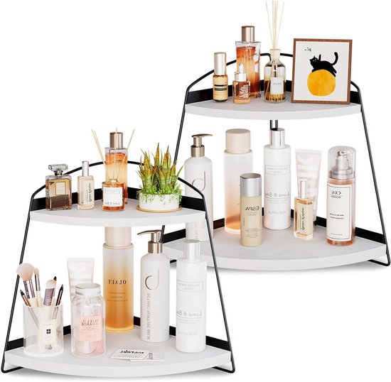 Dorhors 3 Tier Badkamer Counter Organizer, Aanrecht Badkamer Opslag Plank, Aanrecht Tray en Vanity Organizer (zwart