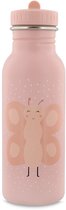 Gourde Trixie – Mme. Butterfly- Bouteille d'eau en acier inoxydable pour enfants - 500 ml - Bouteille anti-fuite - Rose - Papillon
