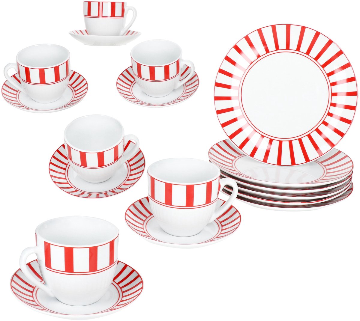 MamboCat 18-delig koffieservies SPLIT ROT porselein voor 6 personen