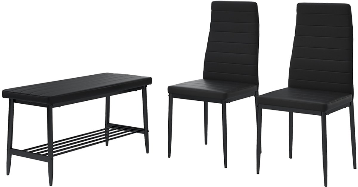 Vicco Grand Bank en stoel – 85 x 46.5 cm 3-delige set Zwart