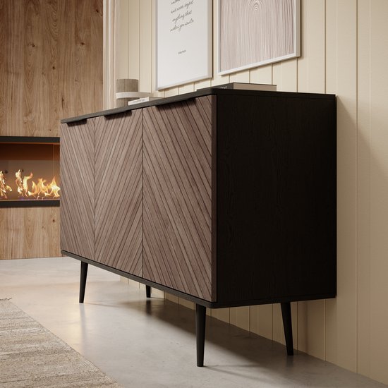 Meubella - Dressoir Pedro - Donker eiken - Zwart eiken - 150 cm