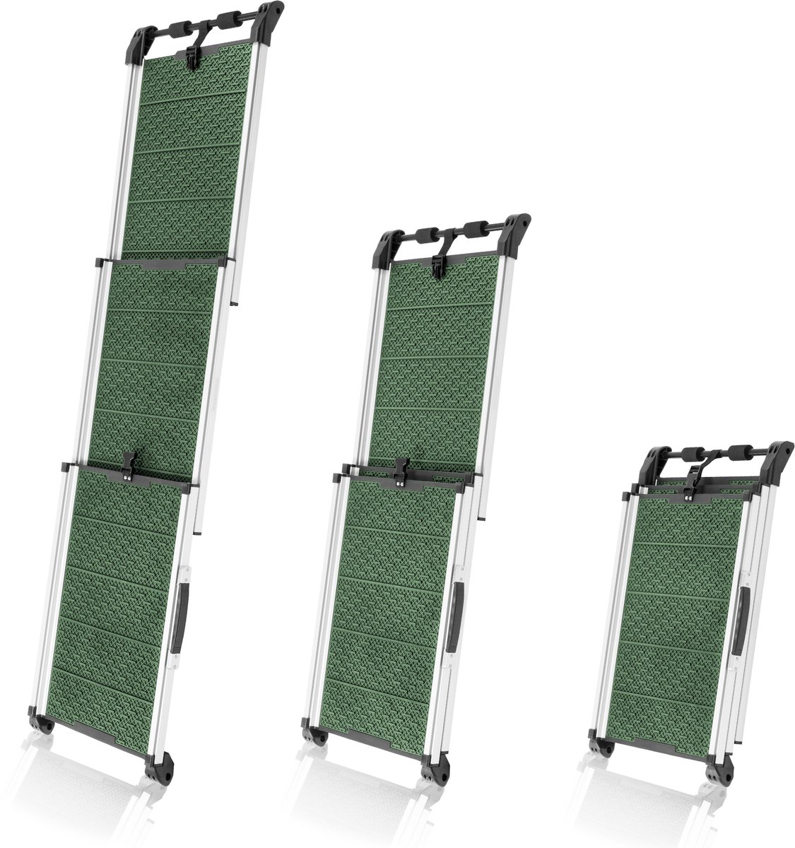 Hondenloopplank voor Auto - Stabiel - Antislip - 90kg draagvermogen - Uitschuifbare Hondentrap Auto voor Grote Honden - Reflectoren voor in het Donker - Loopplank Hond - Met Sluitingsclip - Groen