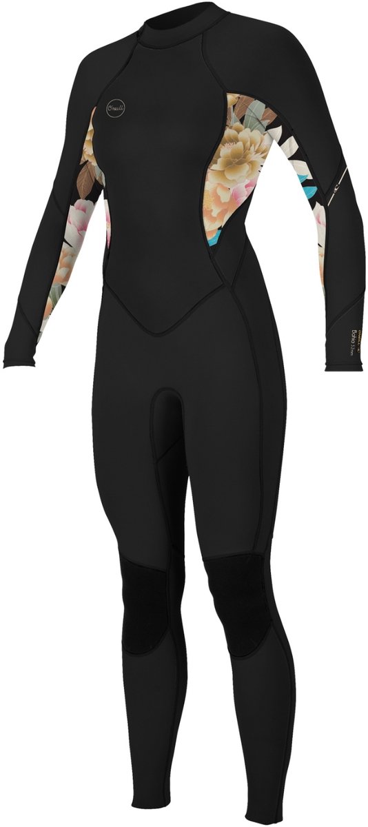2025 O'Neill Dames Bahia 3/2mm Rug Ritssluiting Wetsuit - Black /