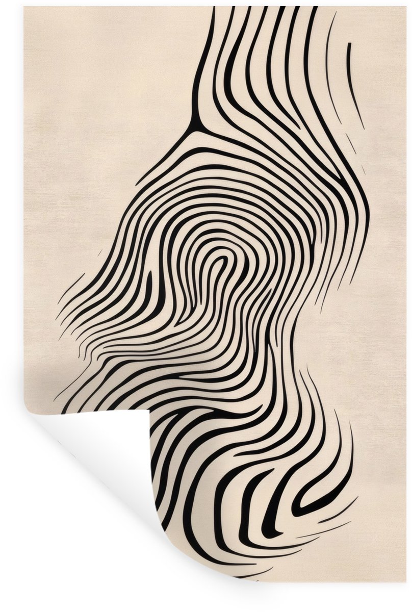 Muurstickers - Sticker Folie - Lijnen - Abstract - Golvend - Zwart - 40x60 cm - Plakfolie 