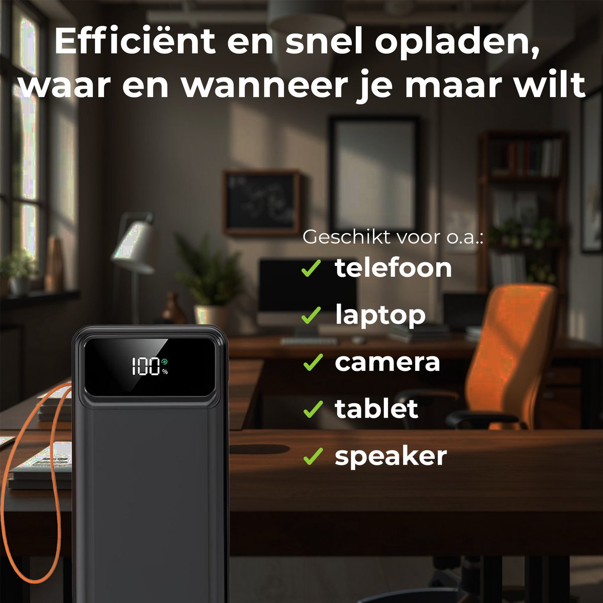 Maca Powerbank 30000 mAh met Ingebouwde Kabels - afbeelding 3