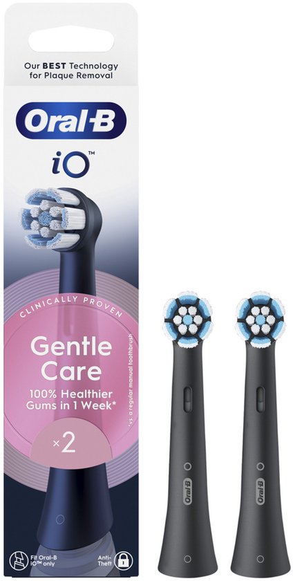 Oral-B iO Gentle Care Originele opzetborstels - Voor Gevoelig Tandvlees - 2 stuks - Zwart