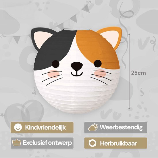LUQ - Kat - Lampion - Sint Maarten - Lampionstokje - Zonder - Lichtje - Dieren - TrekLampion - Papier - Kind - 1 Stuk van LUQ — afbeelding 2