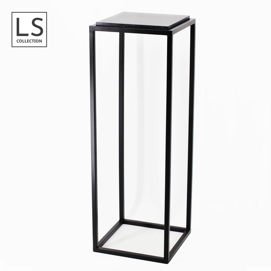 LS Collection® - Plantentafel - Sokkel - Zuil - Plantenzuil - Zwart - Pilaar - Met Inlegsteen - Plantensteun - 100x35x35cm - Piedestal - Zwaar - Stevig - Plantenstandaard Binnen - Pijler - Kolom - Moederdag - Moederdag cadeautje