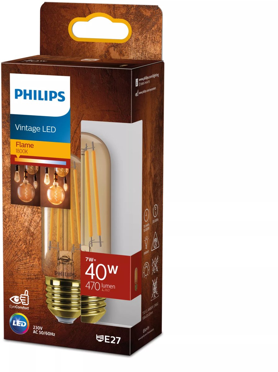 Philips LED Philips filamentlamp amber 40w t32 e27