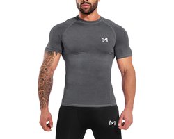 MEETYOO Sport Tanktop Heren - Sportkleding Man -Compressieoverhemden voor heren korte mouwen Workout -shirt - T-Shirt Heren - Fitnesskleding - Jongens Kleding voor Fitness, CrossFit & Gym -Grijs-XL