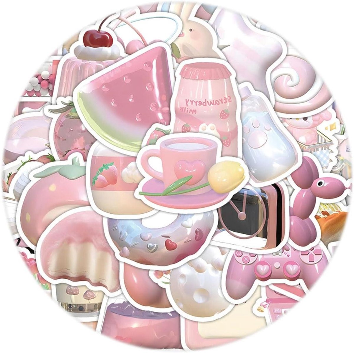 Esthetische stickers voor waterflessen - Kawaii, pastel, kleurrijk & schattig