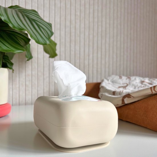 Jikkies Billendoekjes Box - Billendoekjes Houder - Met Zuignap - Siliconen - Beige — afbeelding 5