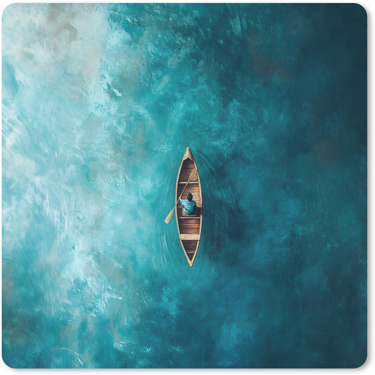 Muismat XXL 50x50 cm - Bureau onderlegger - Bureau mat Bootje - Water - Blauw - Bureaumat - Gaming mousepad xl - Bureaulegger groot - Computer deskmat