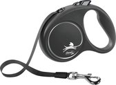 Flexi Black Design Tape - Rollijn Hondenriem - S - 5 Meter - Zwart - <15 kg