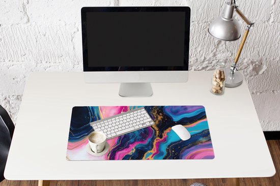 Muismat XXL 80x40 cm - Bureau onderlegger - Bureau mat Marmer - Modern - Goud - Bureaumat - Gaming mousepad xl - Bureaulegger groot - Computer deskmat