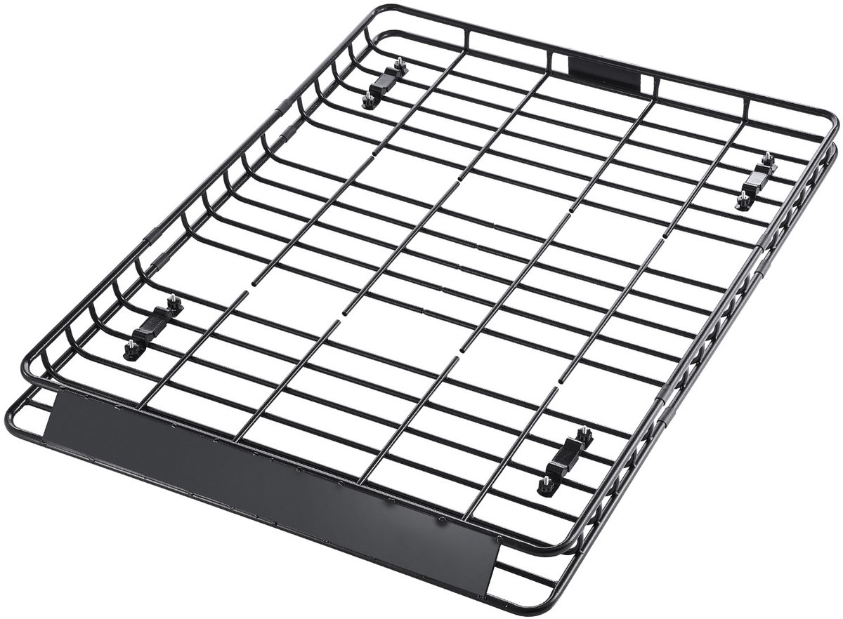 Dakdrager mand voor auto's (1630 x 1270 x 105 mm) - Universele dakdrager van roestbestendig gelegeerd staal met bagagenet (68 kg maximaal draagvermogen), ideaal voor SUV's en vrachtwagens