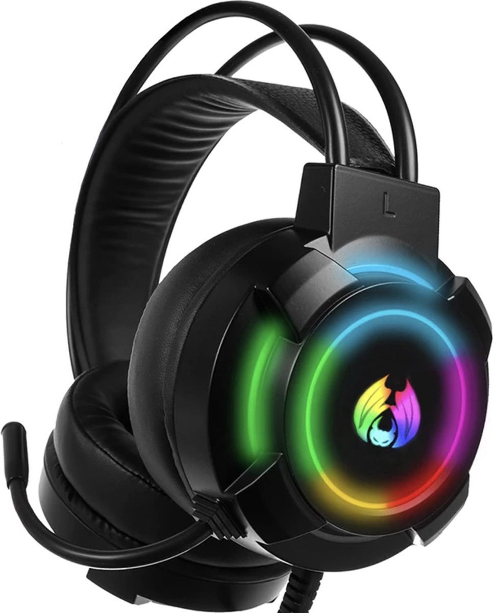 GB LED-Gaming Hoofdtelefoon met 5.1-microfoon,Headset PS4, PS5, Xbox One, Xbox Series en PC - Virtueel 5.1 Surround Sound