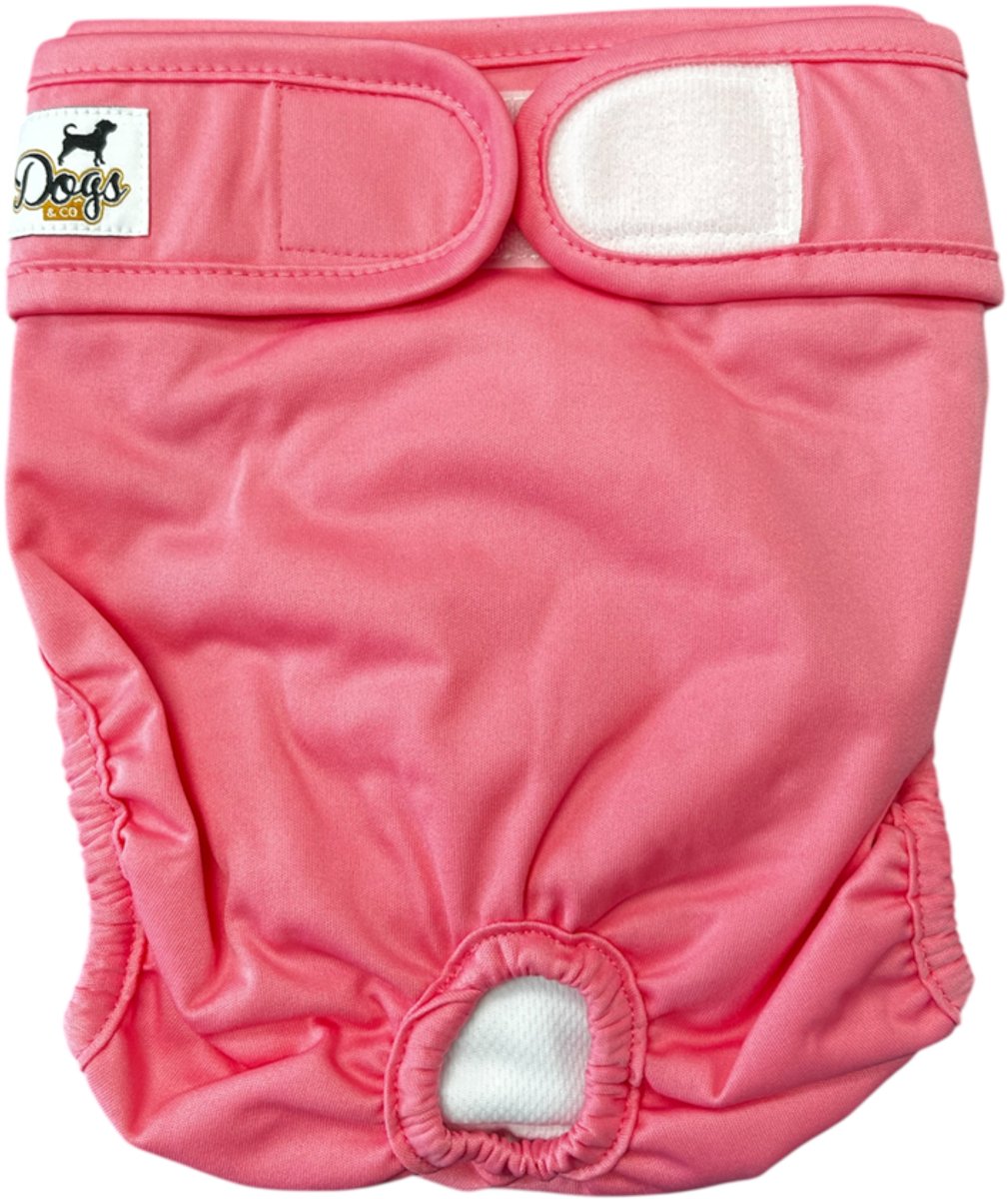Dogs&Co® Loopsheidbroekje Roze - Maat L - Katoen & Mesh Stretchy met Klittenband - Hondenluier - Loopsheidbroekje hond - Honden - Incontinentiebroekjes