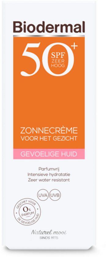 Biodermal Zonnebrand voor de Gevoelige huid - SPF 50 - Zonnebrand voor het gezicht  - 50ml