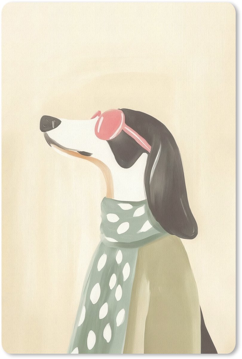 Muismat 18x27 cm - Mousepad Hond - Zonnebril - Sjaal - Muismatten