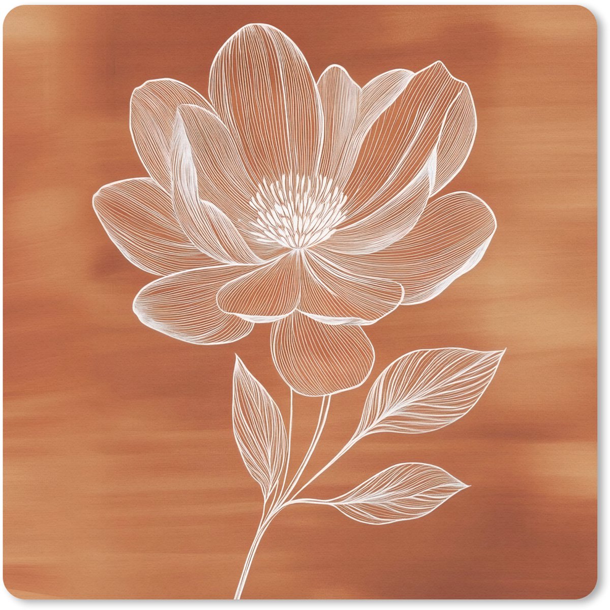 Muismat 20x20 cm - Mousepad Bloem - Minimalistisch - Wit - Muismatten