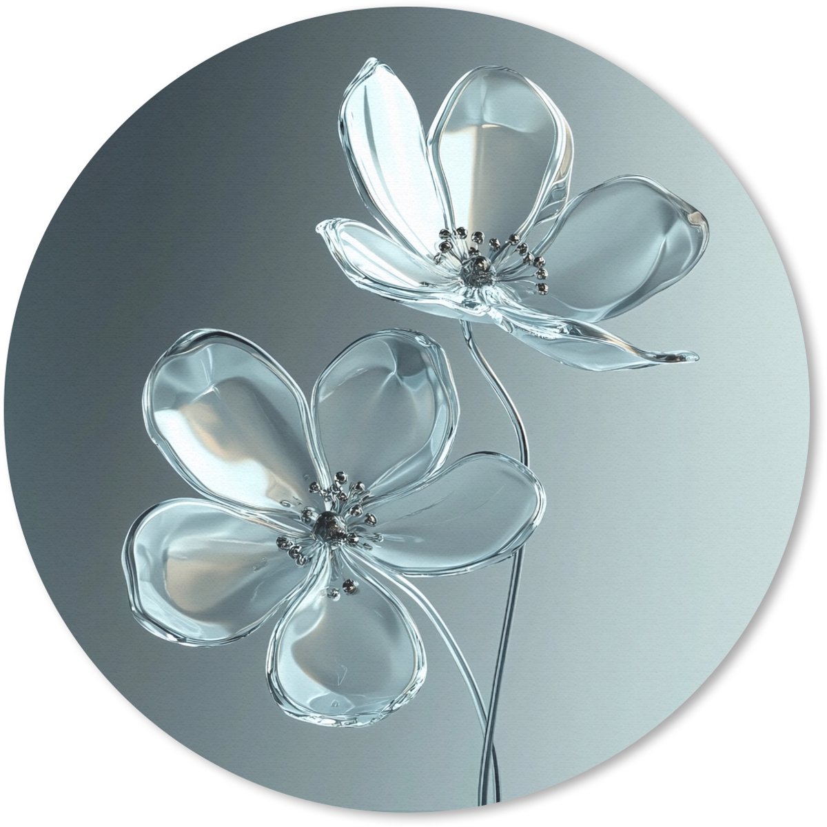 Muismat rond 30x30 cm - Mousepad Kristal - Bloemen - Grijs - Ronde muismatten