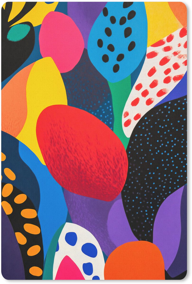 Muismat 18x27 cm - Mousepad Bloemen - Bladeren - Abstract - Rood - Muismatten