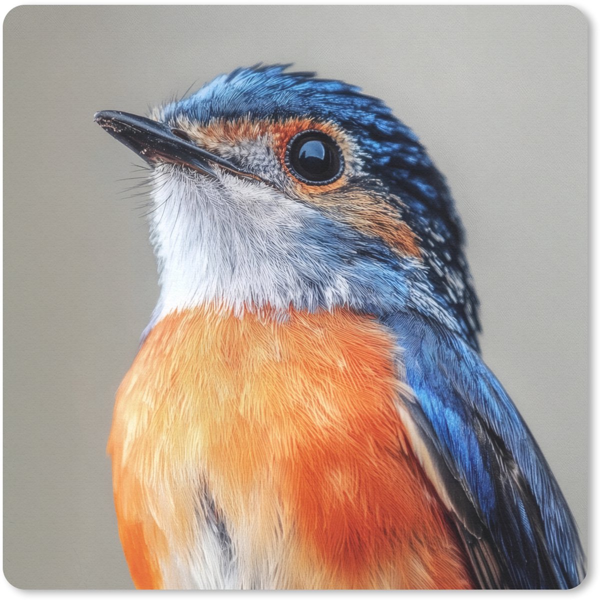 Muismat 30x30 cm - Mousepad Kleurrijk - Vogeltje - Veren - Blauw - Muismatten