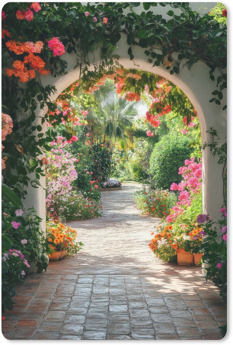 Muismat 18x27 cm - Mousepad Doorkijk - Bloemen - Natuur - Bloementuin - Muismatten