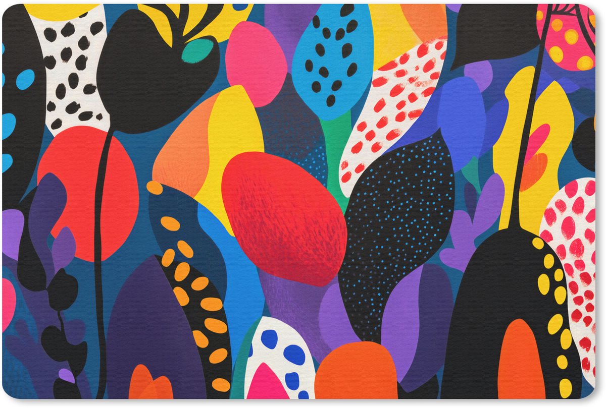 Muismat 27x18 cm - Mousepad Bloemen - Bladeren - Abstract - Rood - Muismatten