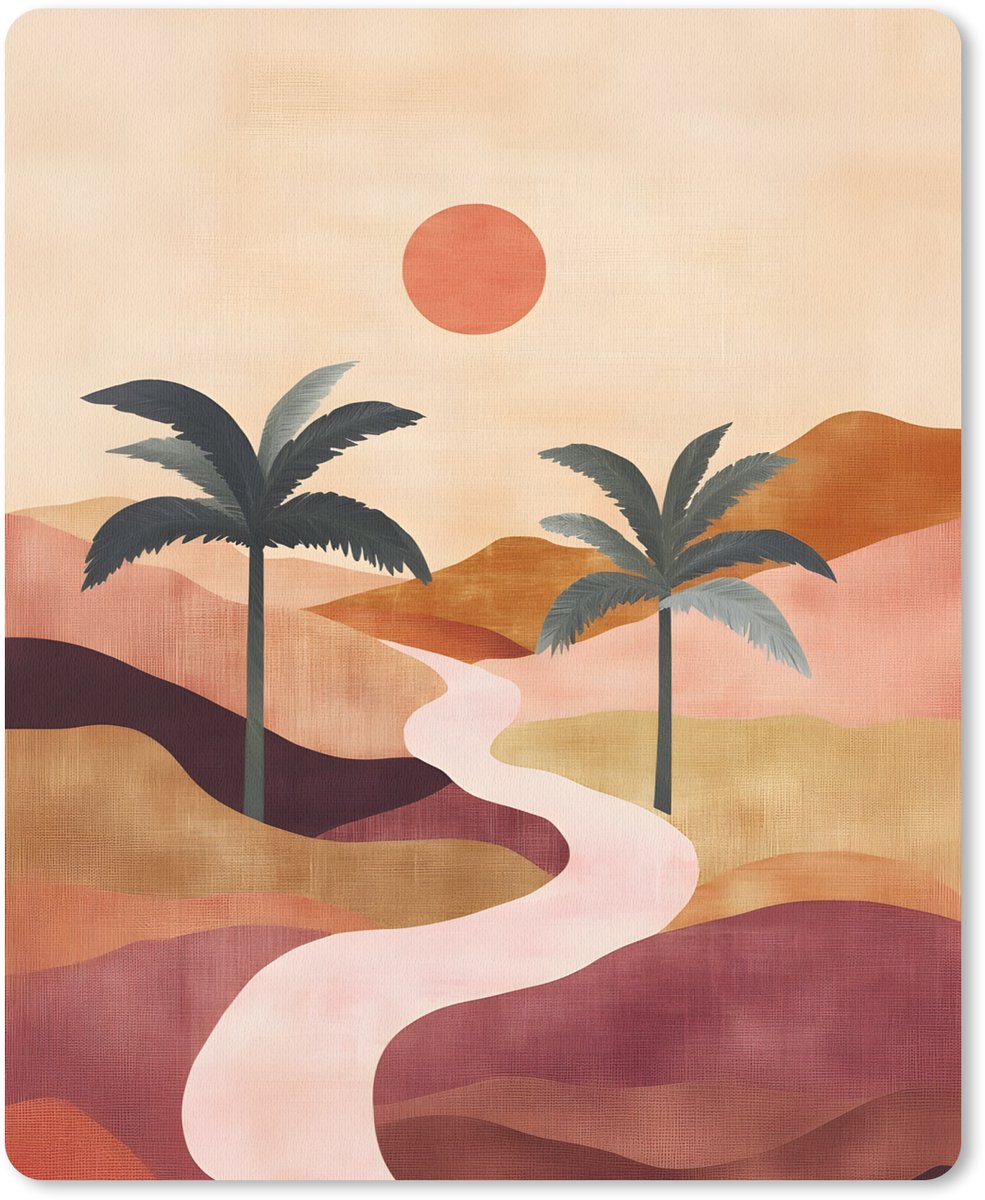 Muismat 19x23 cm - Mousepad Heuvels - Palmbomen - Abstract - Muismatten