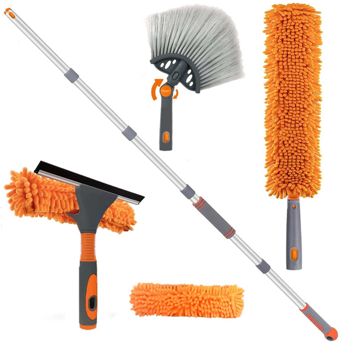 Ibenzoa® Professionele Pluimzuiger Set met Telescoopstang en Ruitensproeier voor Diverse Oppervlakken