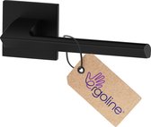 Ferrures de porte noires ERGO Line QUANTO, ensemble de Ferrures de porte de porte intérieures, Set de porte sur rosace carrée sans rosace inférieure supplémentaire, Zwart mat, poignée de porte, matériel de montage inclus - ressort de rappel