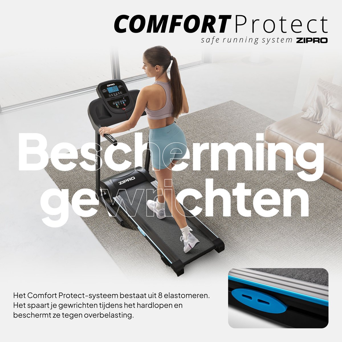 Afbeelding 2 van Zipro® Tekno Elektrische Loopband 1-14 km/h - Wandelband- Inklapbaar - 3 Hellingsniveaus - 12 Programma’s - Cardiotraining - LCD-display - Eenvoudig opvouwen naar een verticale positie - Nauwkeurige gegevensmeting - Ingebouwde luidsprekers