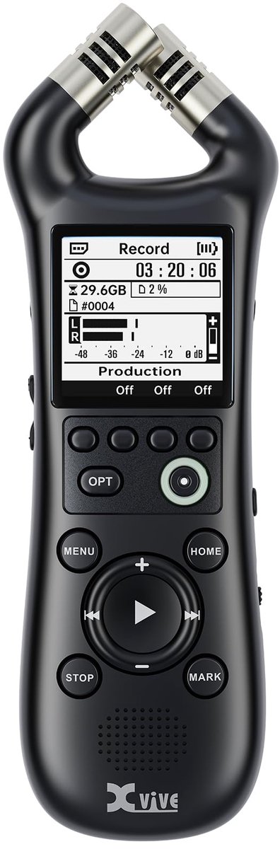 Xvive - XV1-R - Draagbare digitale recorder met ingebouwde microfoons - mono wav stereo opname