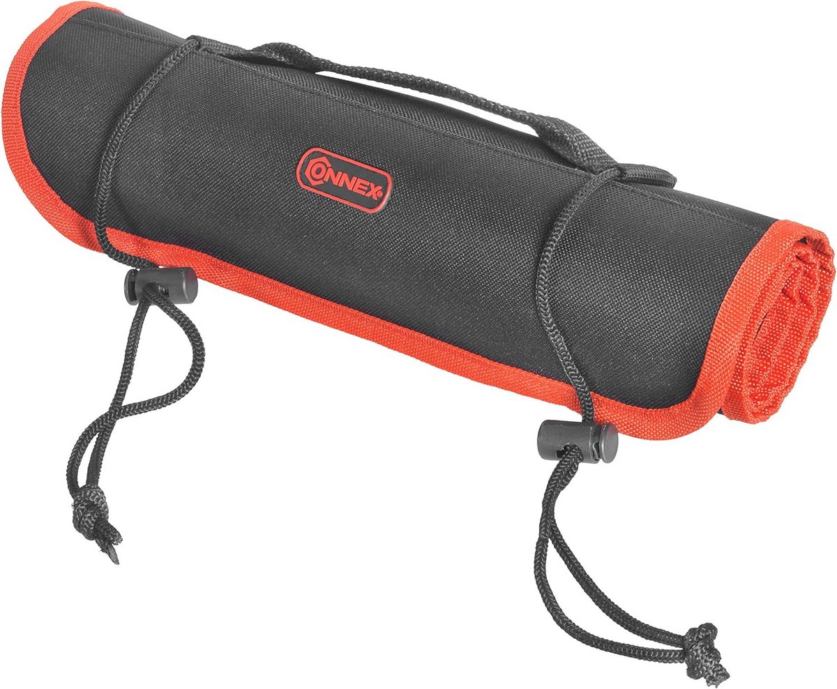 Gereedschapsroltas 22 vakken en houderrail voor dopsleutels - Onuitgerust met draaggreep - Polyester gereedschapstas - Roltas voor onderhoudsmonteurs - Rood/zwart Gereedschapsetui