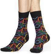 Happy Socks Geometric Sokken Zwart, Maat 41/46