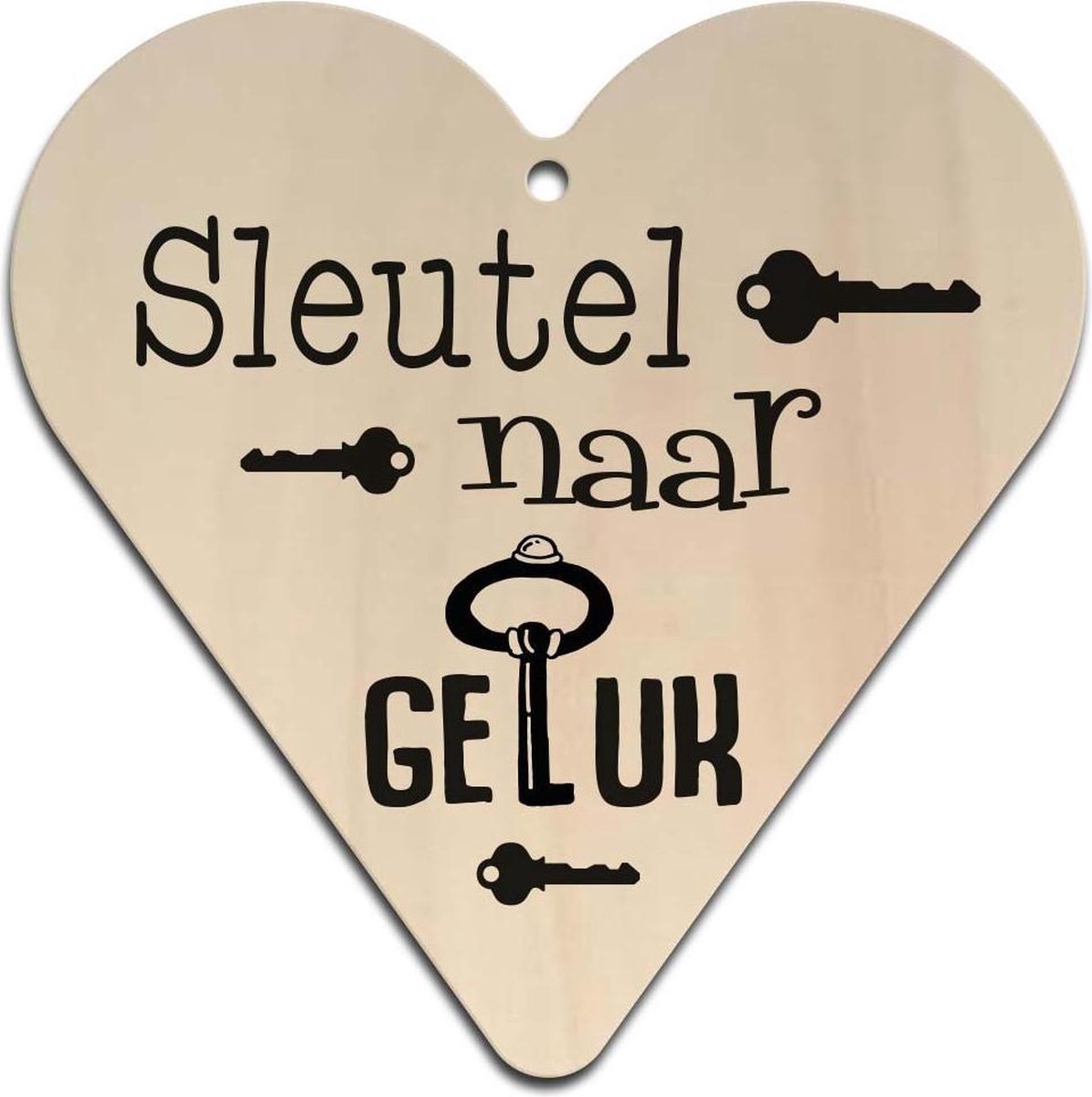 Sleutel naar geluk - Gift heart hout