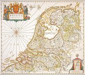 Thea Gouverneur Borduurpakket 1073 Landkaart Nederland bleau 17e eeuw - Linnen stof